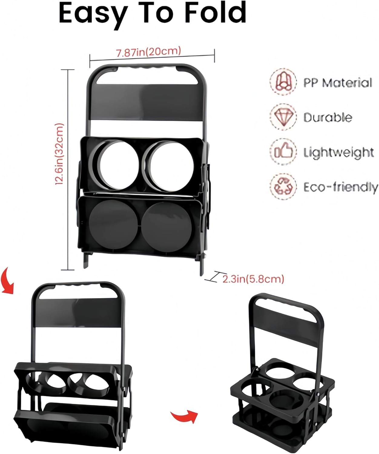 Foldable Beer Carrier 2/4/6 Pack, Heavy-Duty Plastic Drink Caddy, Portable Beverage Tote with Handle,cup carriers (green, 6 cups)