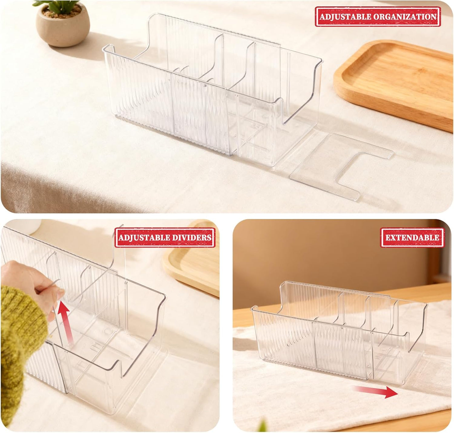 Belt Storage,2-Piece Set with Transparent Belt Rack and Adjustable Divider for Storing Underwear,Socks,tie Drawers and wardrobes