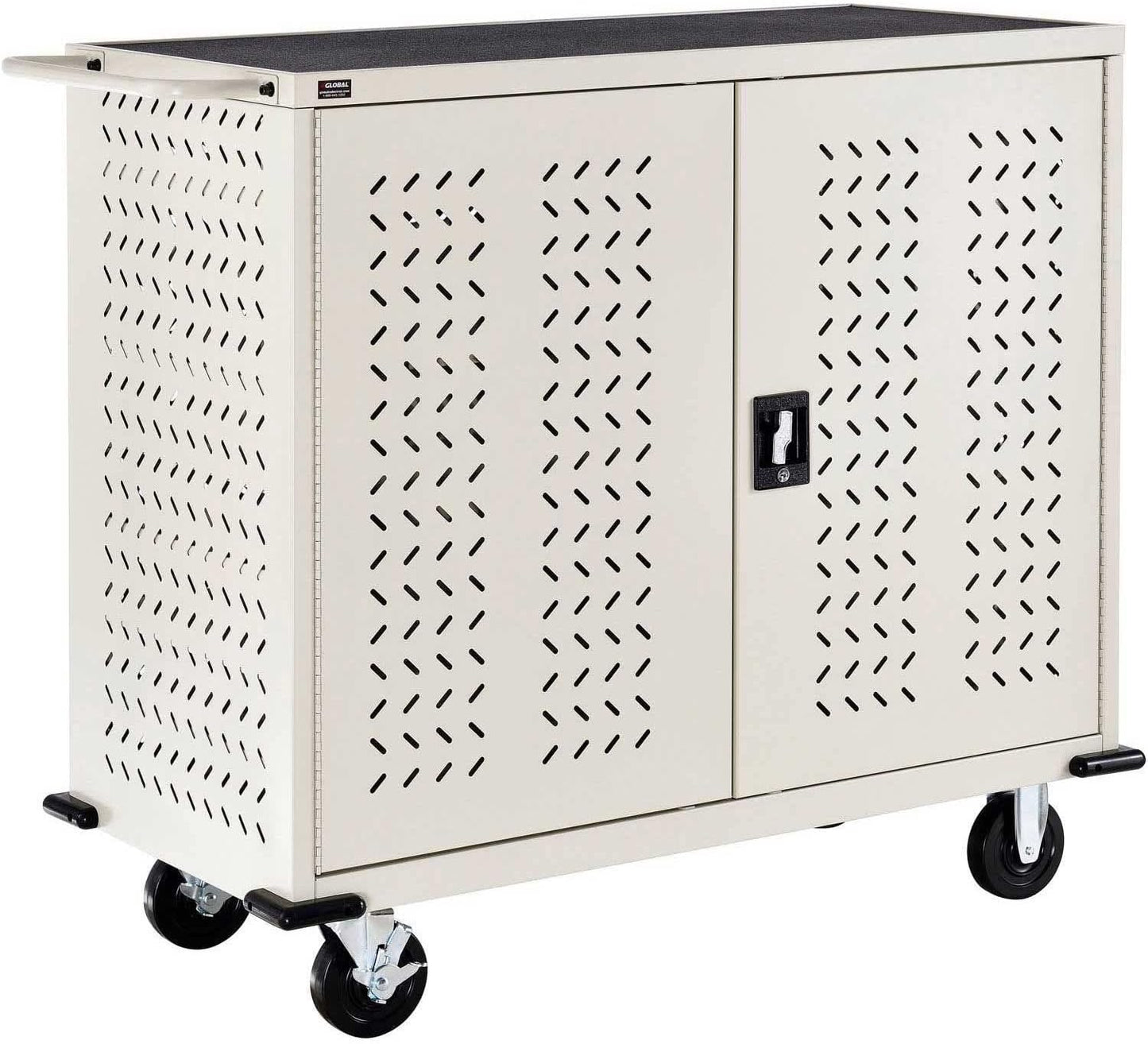 Global Industrial Mobile Storage & Charging Cart, 24 Laptop & Chromebook Device Capacity, Putty, Unassembled, Laptop and Tablet Storage & Charging Cart