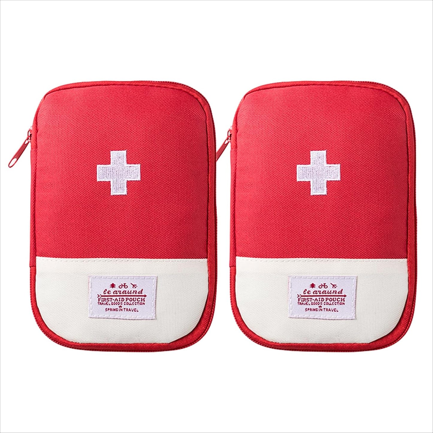 2 Packs Travel First Aid Bag,Empty Mini First Aid Pouch,Emergency Medicine Storage Organizer Bag Health and Household Supplies