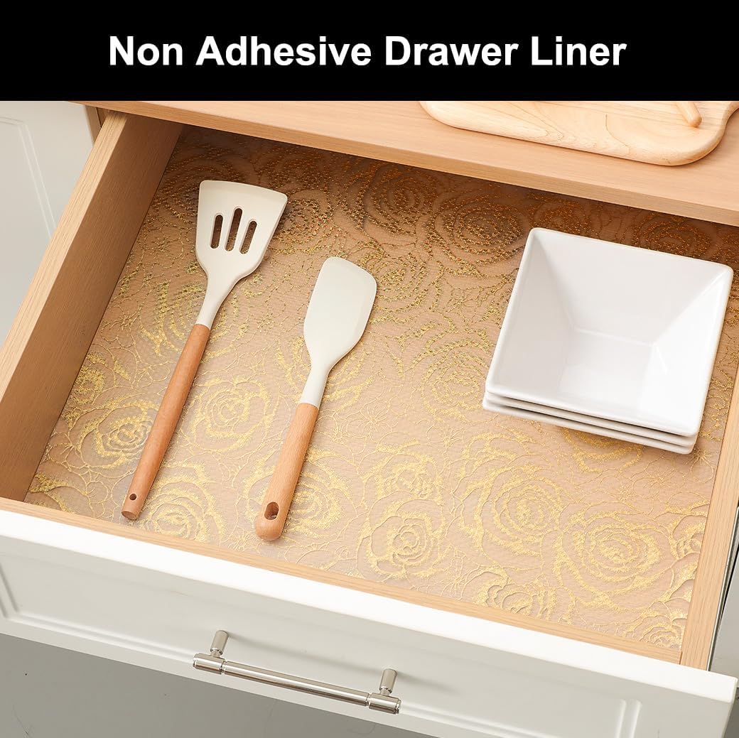 Cooyes Shelf Liner – Premium Non-Adhesive Cabinet & Drawer Liner for Kitchen – Waterproof Shelf Paper with Modern Pattern – Durable EVA Cabinet Mat – Easy to Cut （17.5" W x 78.7" L）