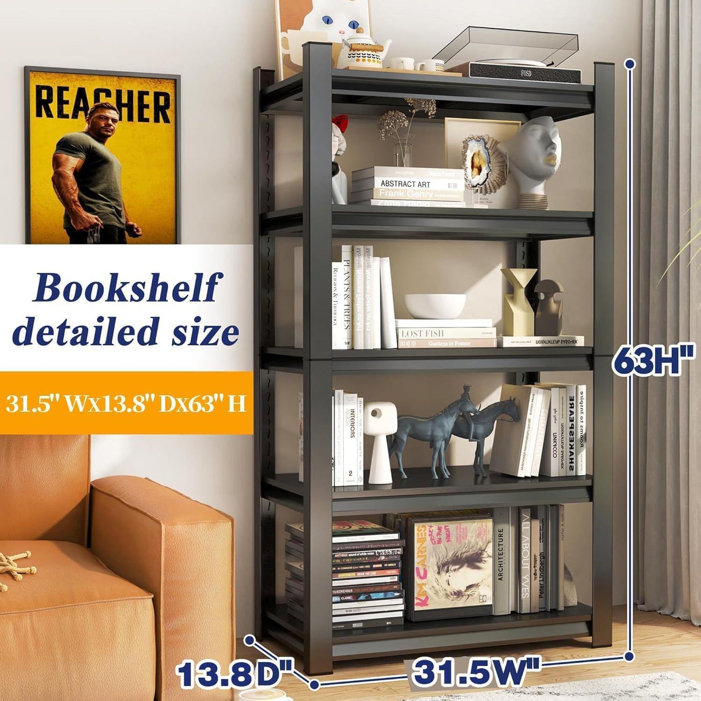 Storage Shelve -5 Tier Shelf Organizer,20" W x 14" D x 54" H
