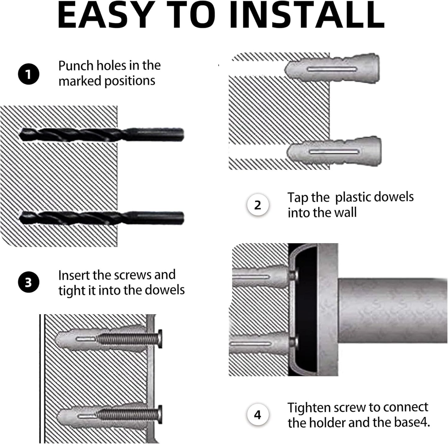 Hair Dryer Holder Hair Care Tools Holder Wall Mount Chrome Finished Stainless Steel Balck