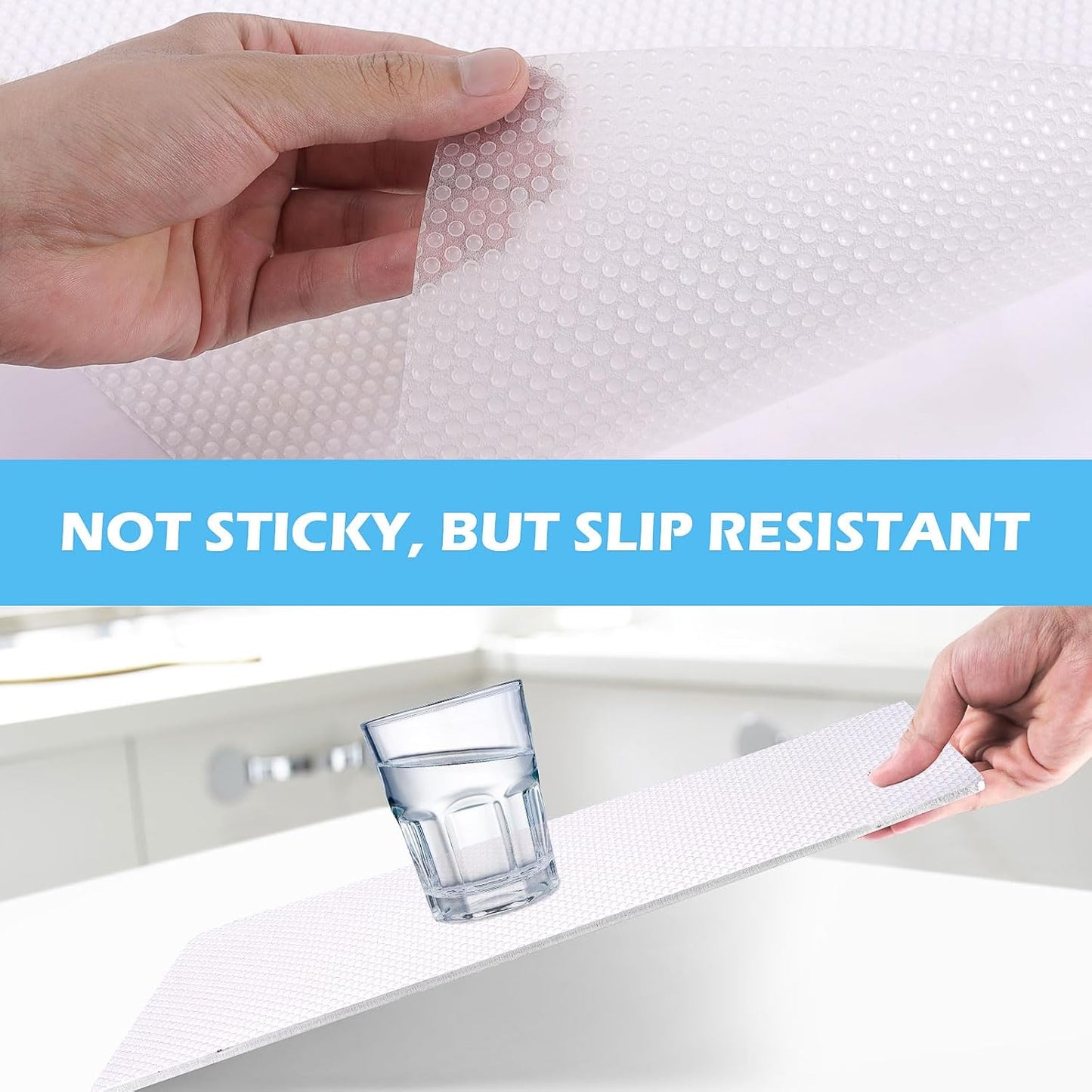 Drawer Liners, Waterproof Shelf Liner, Anti-Slip Non-Adhesive BPA Free Kitchen Cupboard Cabinet Liner Refridge Fridge Mats Sink Protector Strong Durable for Home (Clear/19.7in x 20Ft)