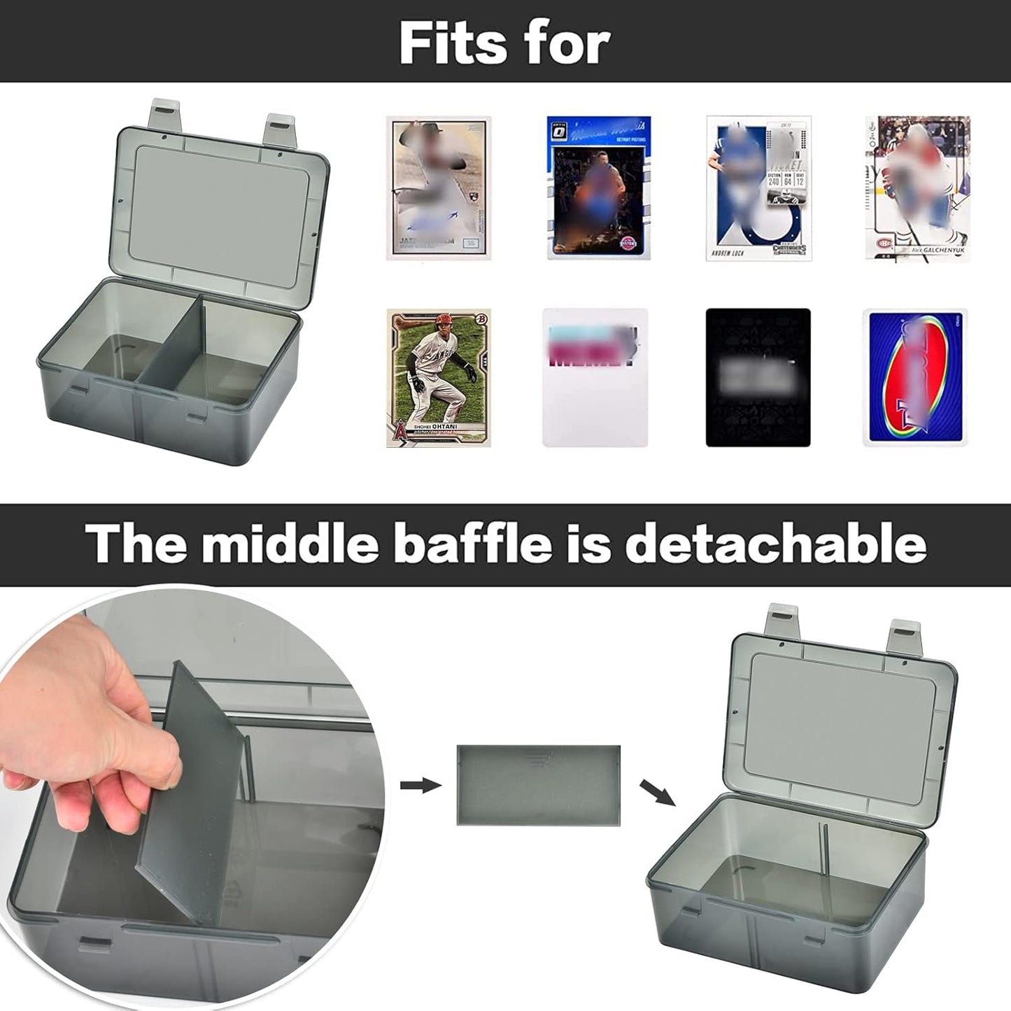ALCYON 1600+ Baseball Card Storage Box, Sports Cards Holder Organizer Hard Plastic Display Case Compatible with Baseball/Football/for MTG/for PM for Collector (Bag Only)-Grey