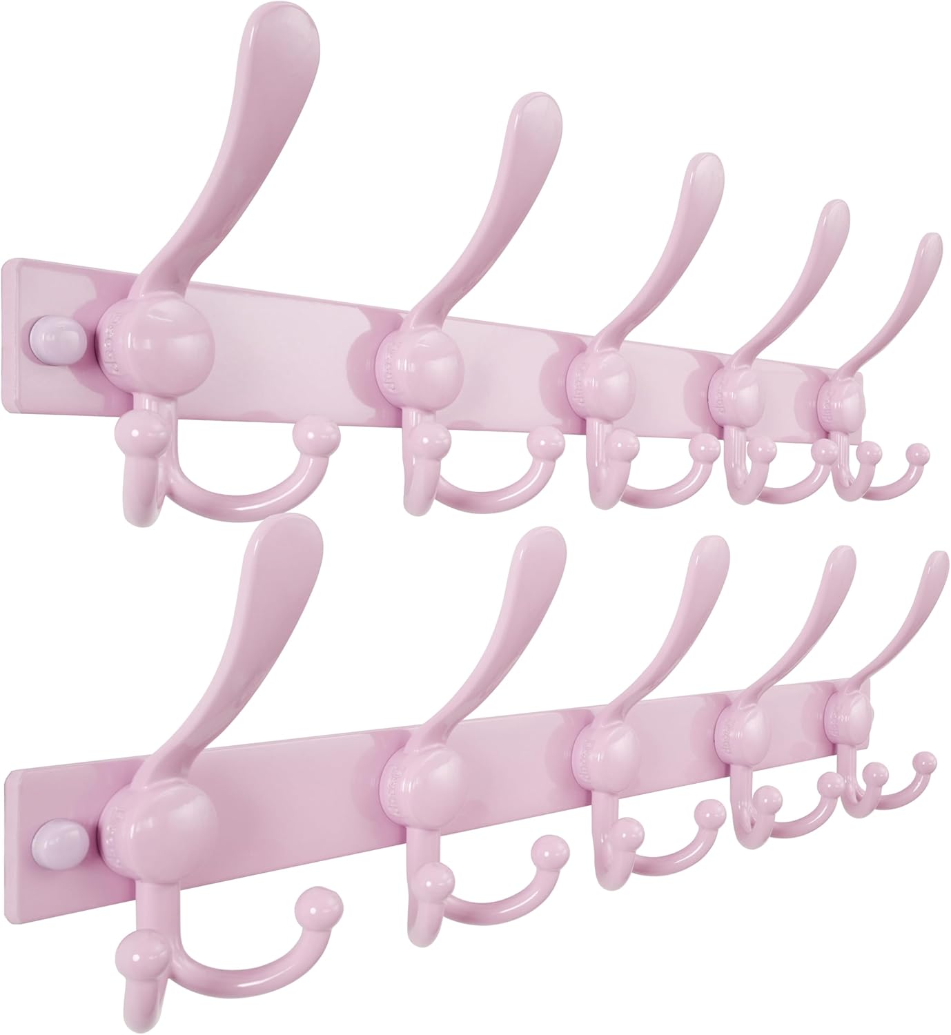 Dseap Coat Rack Wall Mount 2.0 Pro: Heavy Duty 300% Thicker, 16" Stud Mount, Stainless Steel Wall Coat Hooks Hanger for Clothes Jackets Hats Entryway Closet, MaxStrong Series, Pink, Pack of 2