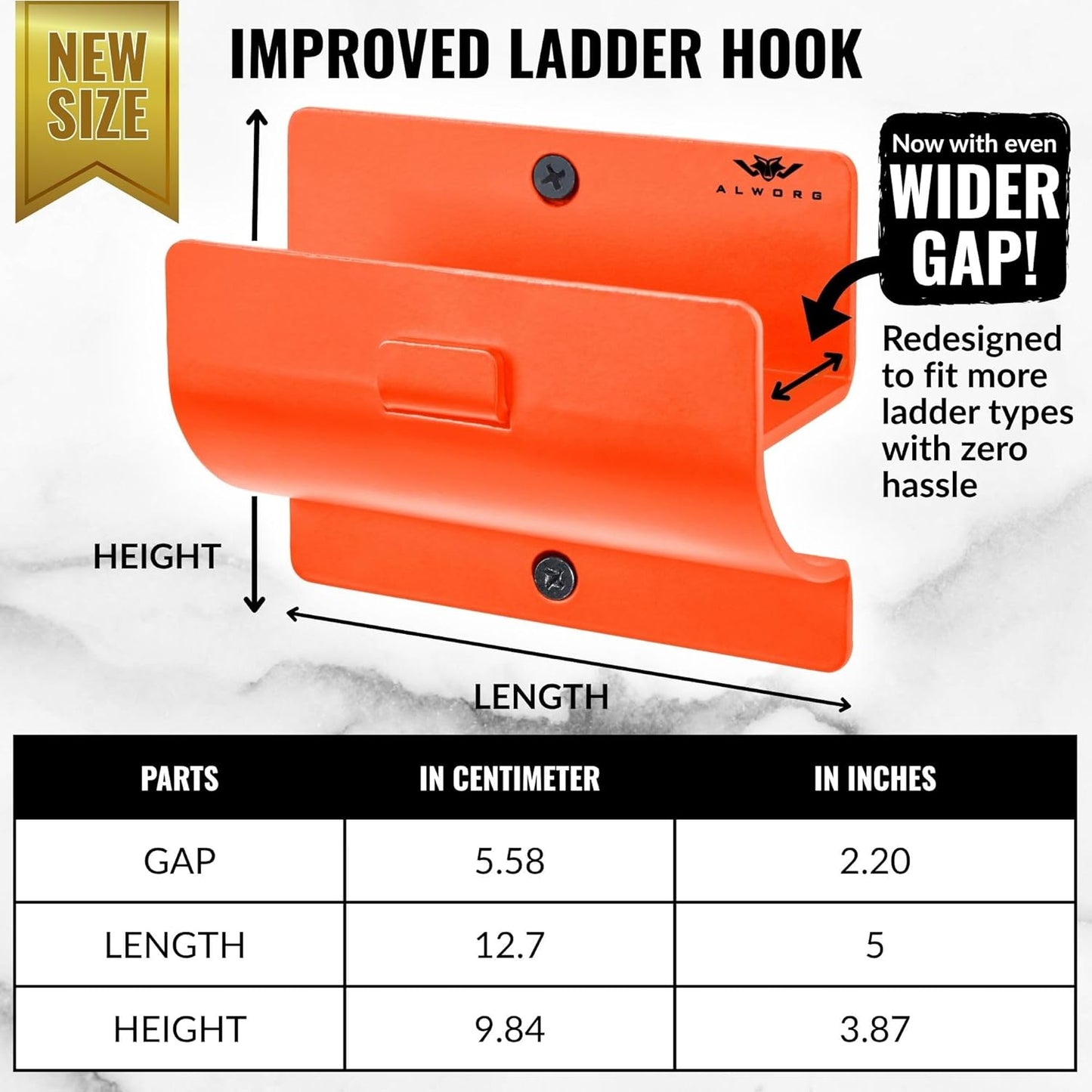 Ladder Holders - Set of 4 Garage Hooks - Orange Wall Mount Heavy Duty Ladder Hangers and Brackets