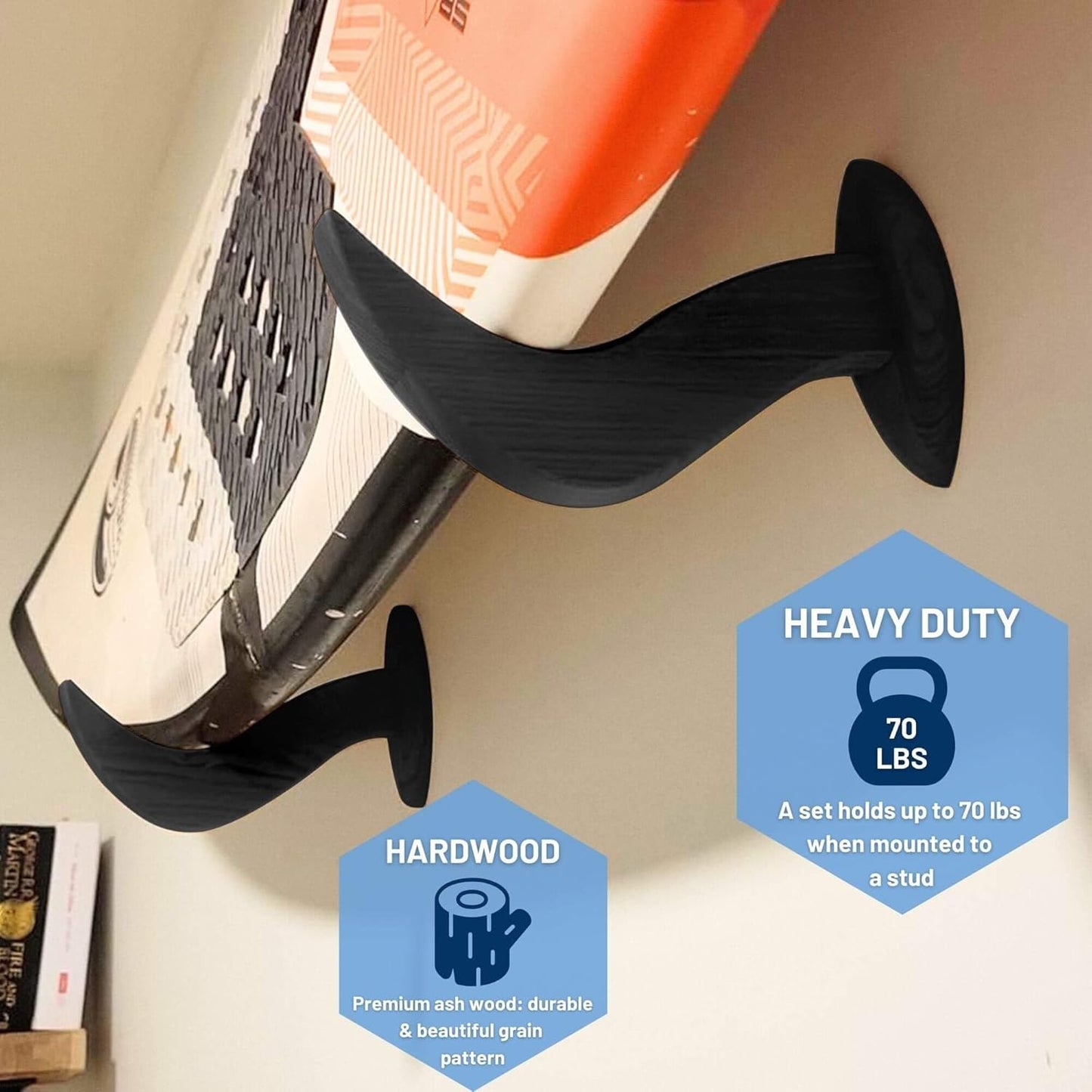 Hang 11 Surfboard Wall Mount - Surf Board Wall Hangers, Surfboard Mount, Beautiful Sustainable Wooden Rack, Perfect to Display Your Board, Surf Racks, Horizontal Hanger, Surfing Accessories