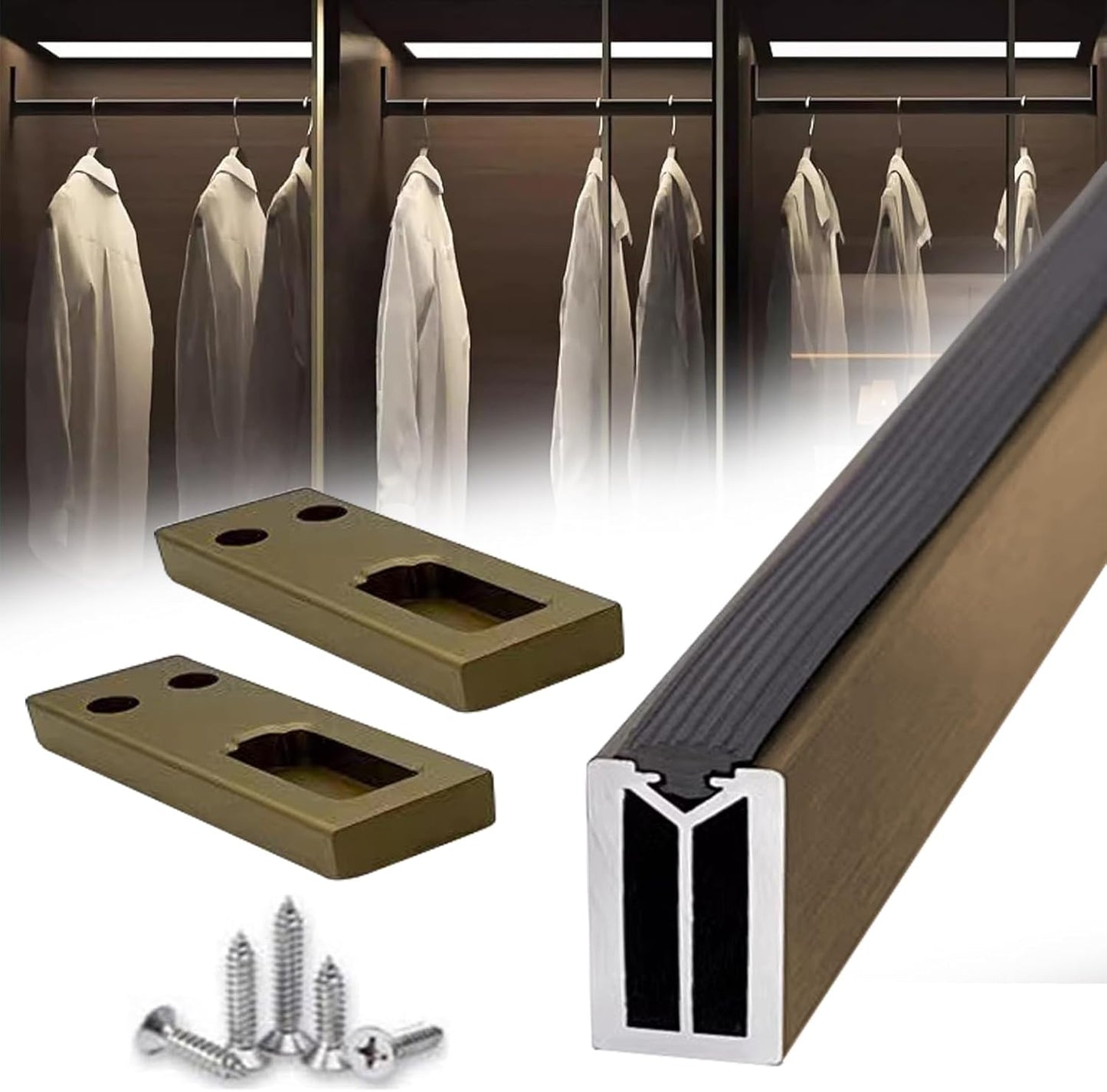 Square Closet Rods-Cuttable, Removable-Heavy Duty Black Wardrobe Rods and Brackets-Commercial, 12 16 18 24 28 30 60 72 In-Suitable for.Laundry.Home.Hotel.Clothing Store (Champagne,45in)