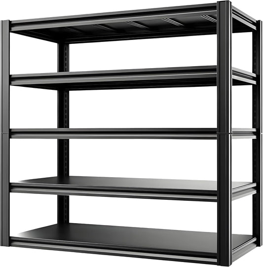 Industrial Storage Rack,Heavy-Duty Steel Shelving Unit,Multi-Purpose Garage Organization System Black 72" H x 35" W x 15.5" D 5-Tier