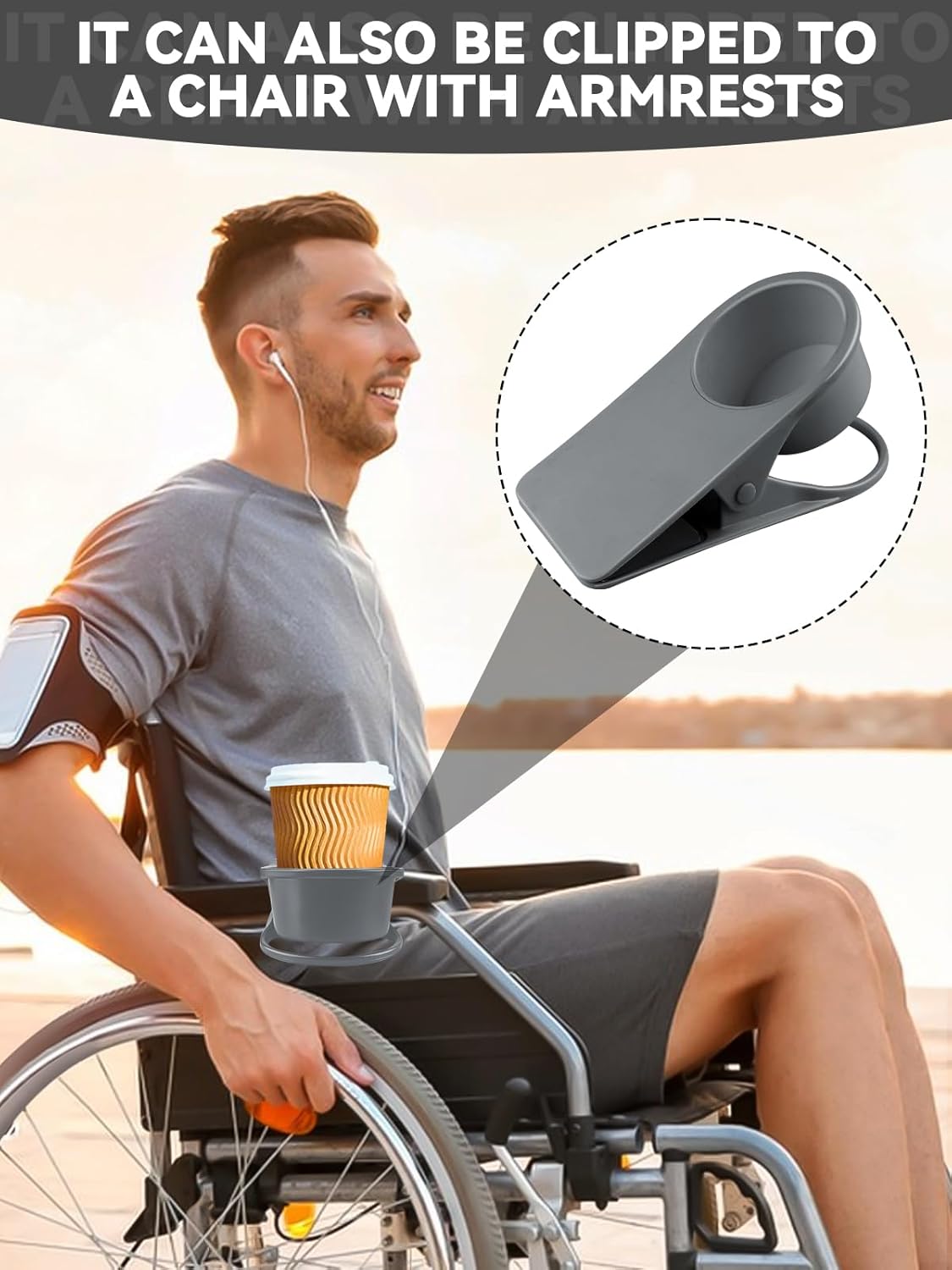 1PCS Drinking Cup Holder, Kalolary Desk Bottle Cup Stand DIY Glass Clamp Storage Saucer Clip Water Coffee Mug Holder Saucer Clip Design for Home & Office, Grey