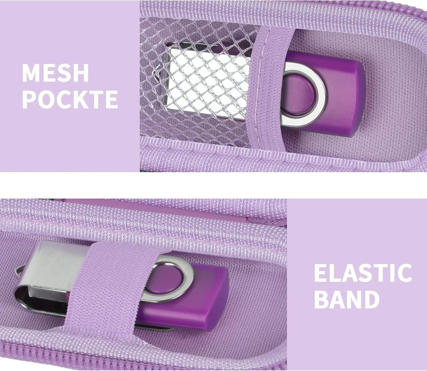 USB Flash Drive Case, SD Card Holder Compatible with Thumb Drive, Memory Cards, SDXC SDHC Storage Bag, Electronic Accessories Organizer for SanDisk for Samsung for Inland (Light Purple)