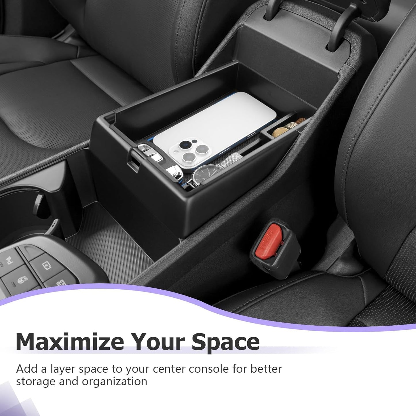 LUWU 2025 2026 S Portage Center Console Organizer for 2023 2024 2025 2026 Kia S Portage Accessories Armrest Console Storage Box Insert Tray [NOT for Manual Transmission] ABS Material Blue-Trim