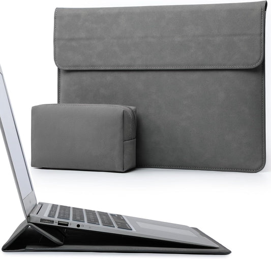 HYZUO 13 Inch Laptop Sleeve Case with Stand for 2025-2018 MacBook Air 13 M4 M3 M2 M1, 2025-2016 MacBook Pro 13 M2 M1, 13" iPad Pro/Air, Surface Pro 11/10/9, XPS 13, with Pouch, Dark Gray
