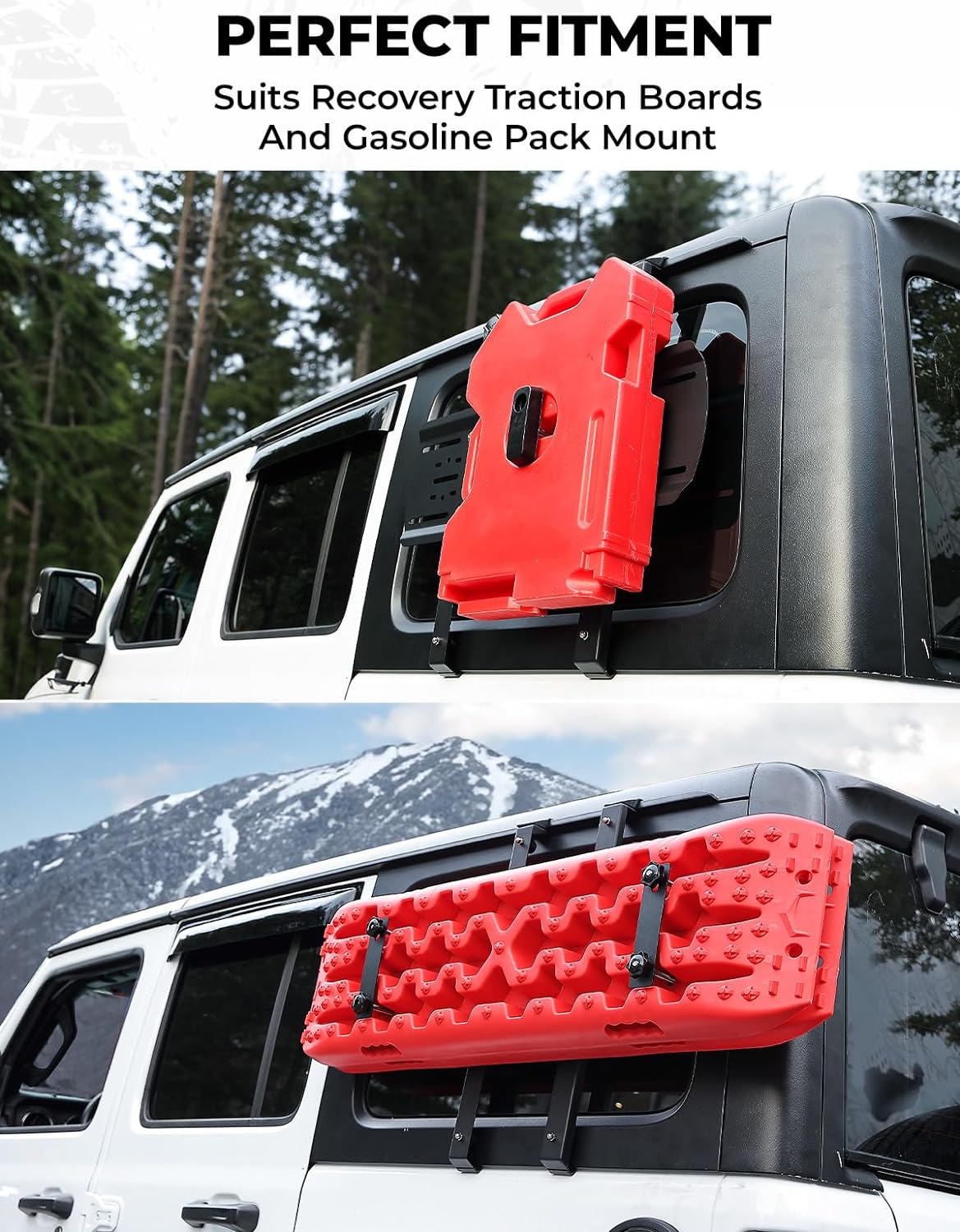 JOYTUTUS Rear Window Storage Molle Panel Kit Compatible with Wrangler JL 2018-2026(Hard Top Only), Wrangler Cargo Bracket for Recovery Traction Boards Gas Can Shovel Mount 2Pcs