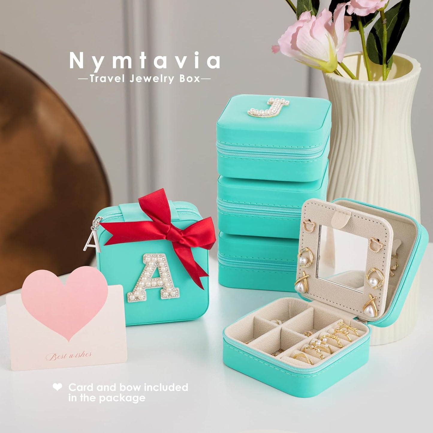 Birthday Gifts For Women - Initial Jewelry Box & Travel Case, Gifts for Wife, Girlfriend or Bridesmaid