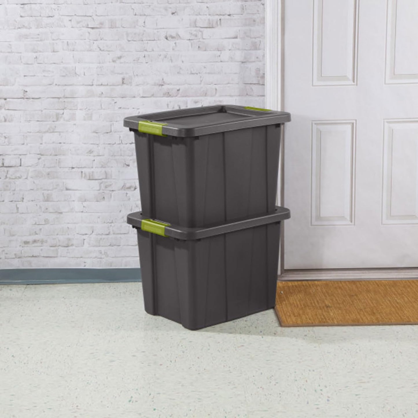 Sterilite 12-Pack Storage Bins with Lids, Heavy Duty Totes, Tuff1, 18 Gallon, Flat Gray