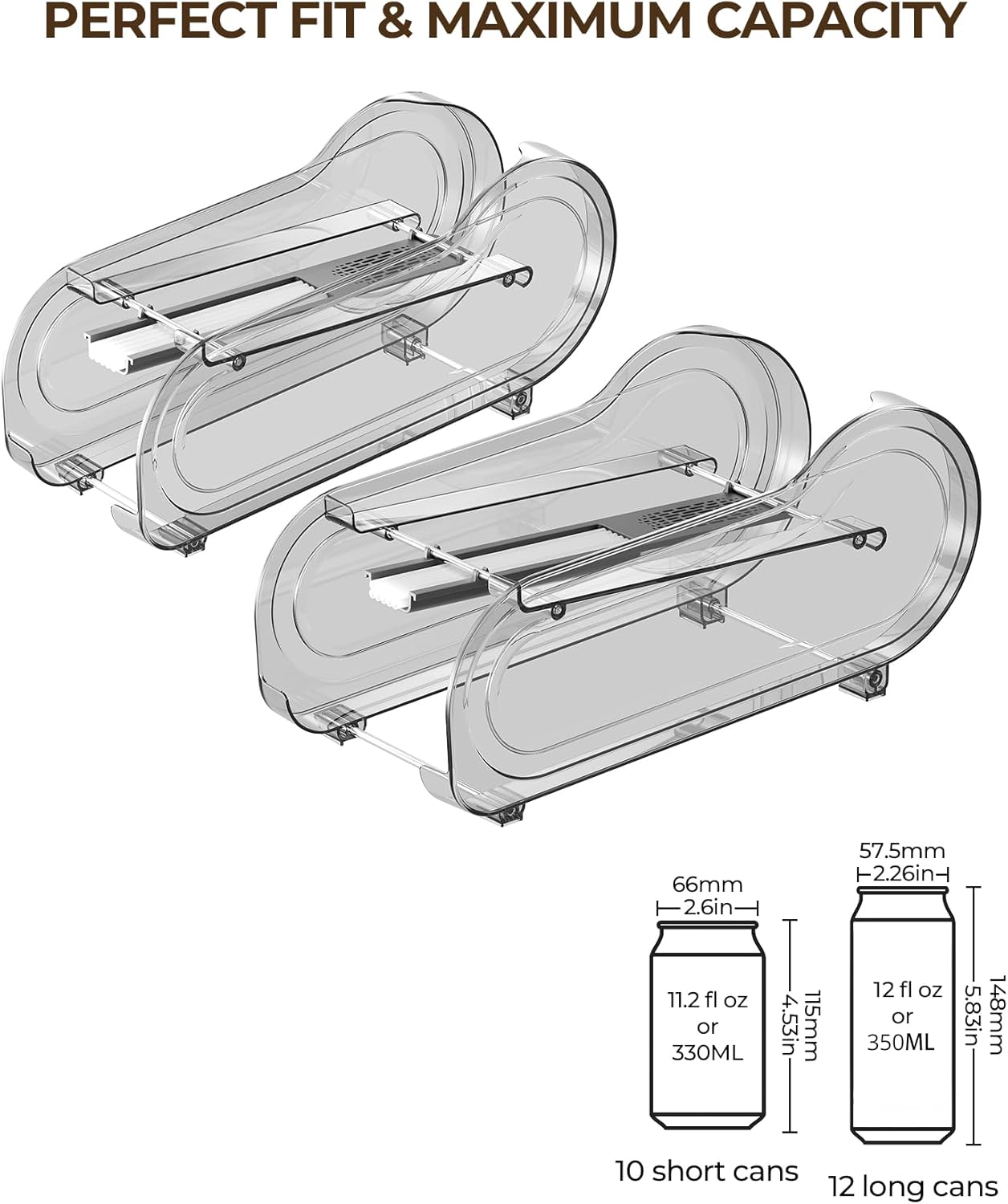 Drink Organizer for Fridge, Soda Can Organizer Dispenser for Refrigerator with Automatic Rolling,Organize Standard Size 11.15oz or 12oz Cans Drink,Save space for Fridge、Kitchen、countertop （4 pack）