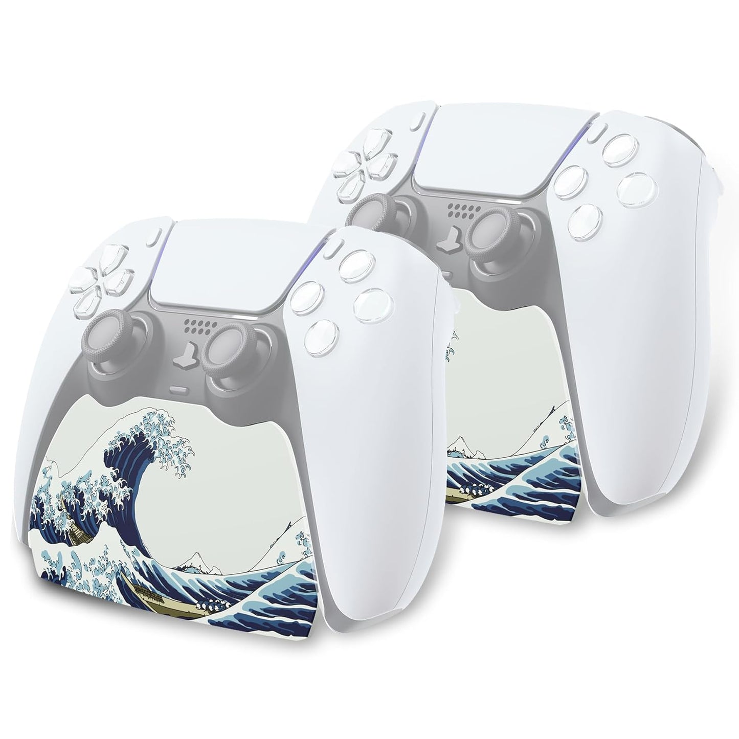 playvital 2 Pack Controller Display Stand for ps5, Gamepad Stand Desk Holder for ps5 Controller Accessories with Rubber Pads, The Great Wave