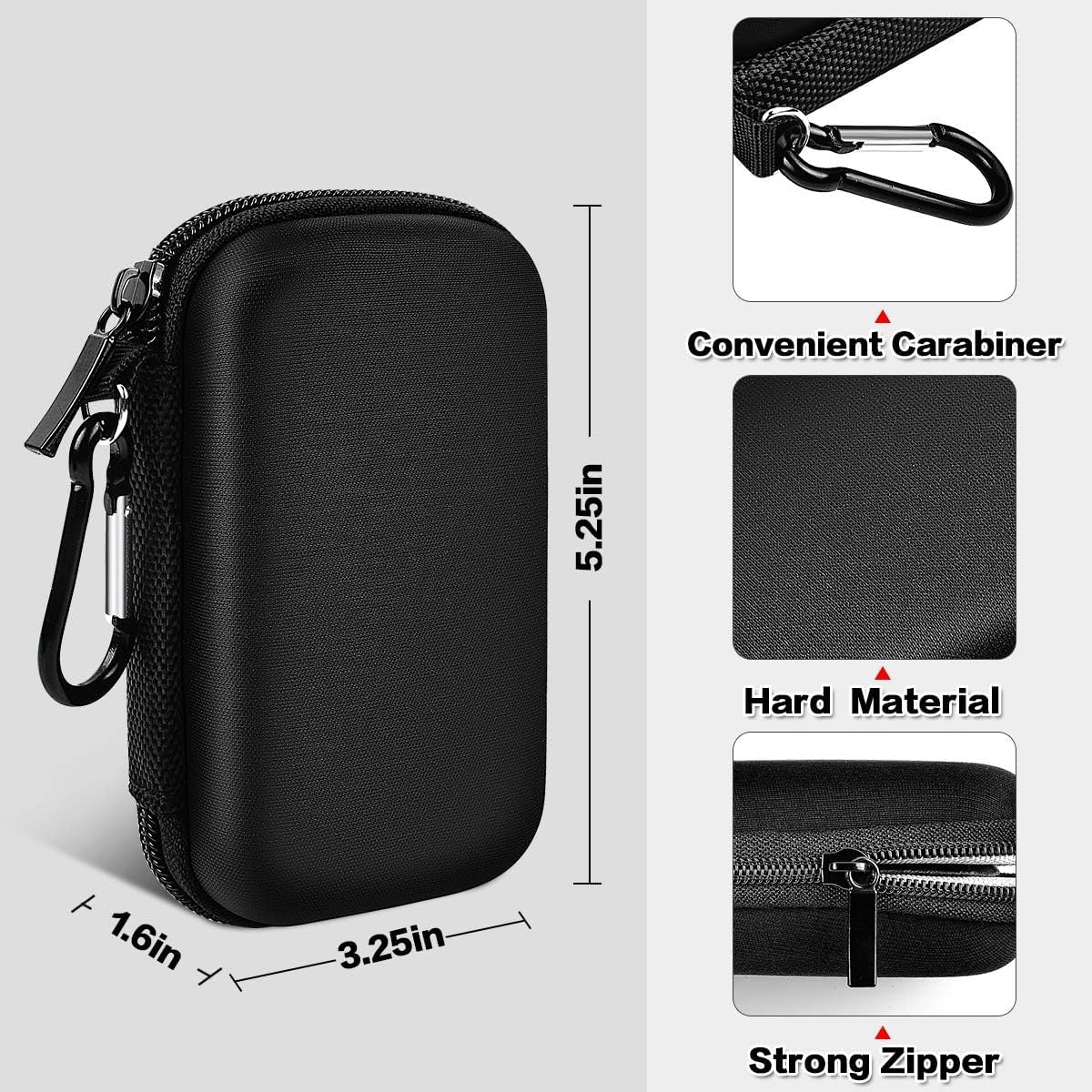 Case Compatible for WD 1TB 2TB 500GB My Passport SSD External Portable Drive-WDBAGF0010BRD-WESN, Carrying Storage Holder Bag Also fits for USB Cables(Case Only)