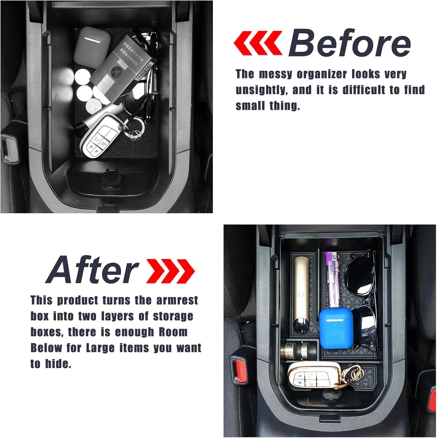 Center Console Organizer Tray Compatible with Toyota RAV4 2025 2024 2023 2022 2021 2020 2019 Armrest Storage box Insert Tray Secondary Interior Accessories
