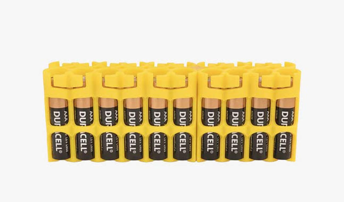 Storacell by Powerpax AAA Battery Storage Caddy, Yellow - Holds 24 Batteries (Not Included)
