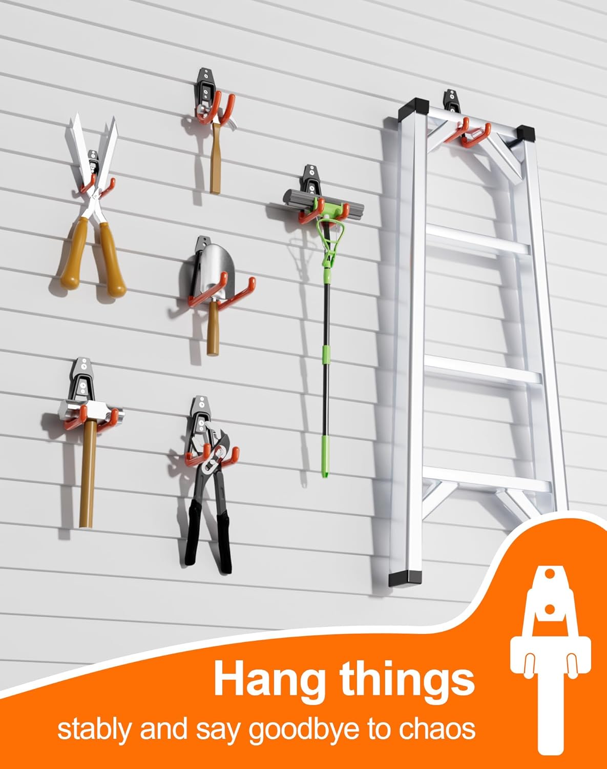 QcoQce 15 Pack Garage Hooks Heavy Duty with 2 Extension Cord Straps,Garage Storage Hooks, Wall Mount Hooks, Garage Organization and Tool Hangers for Bike, Ladder, Ropes and Garden Tools(Orange)