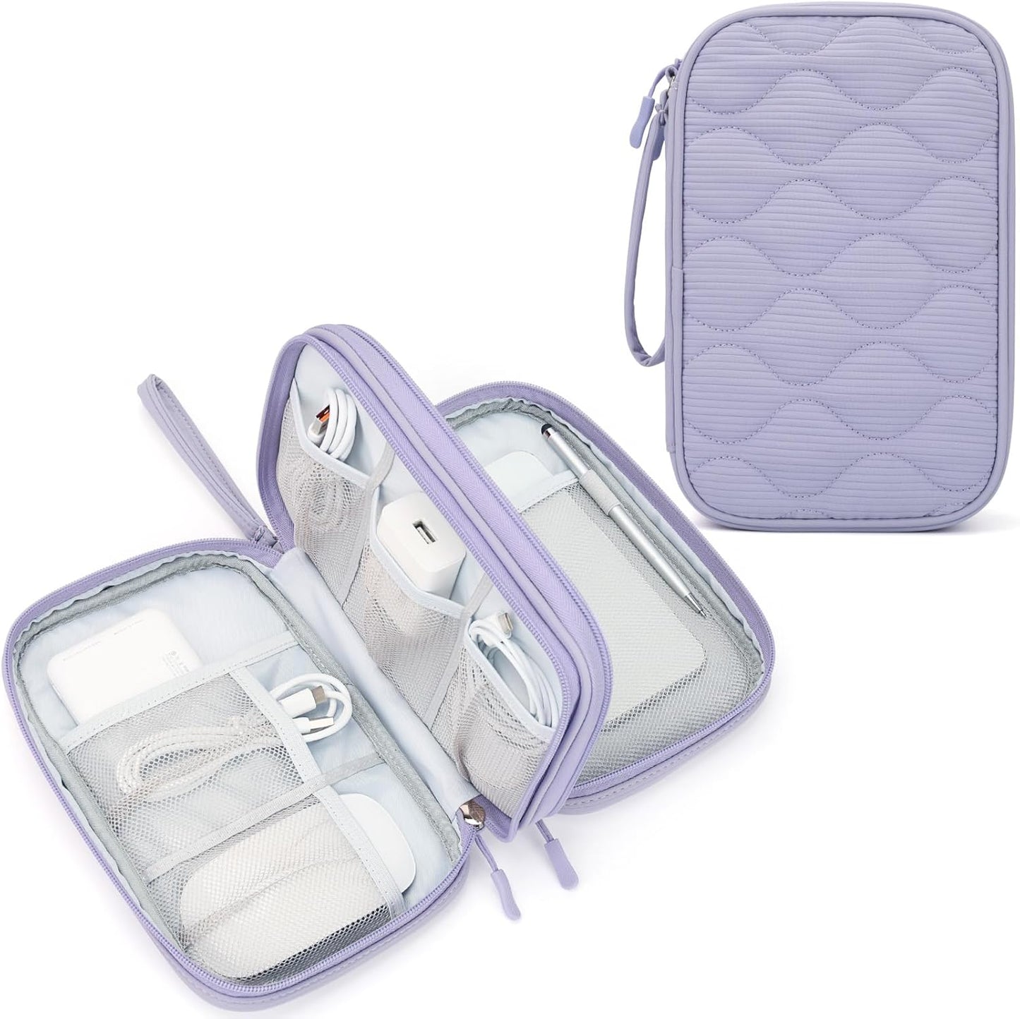 Skycase Tech Pouch - Lightweight Electronics Organizer Travel Case, Double Layers Travel Cable Organizer, All-in-One Storage Bag for Charger, Cord, Phone, Flash Drive, Accessories