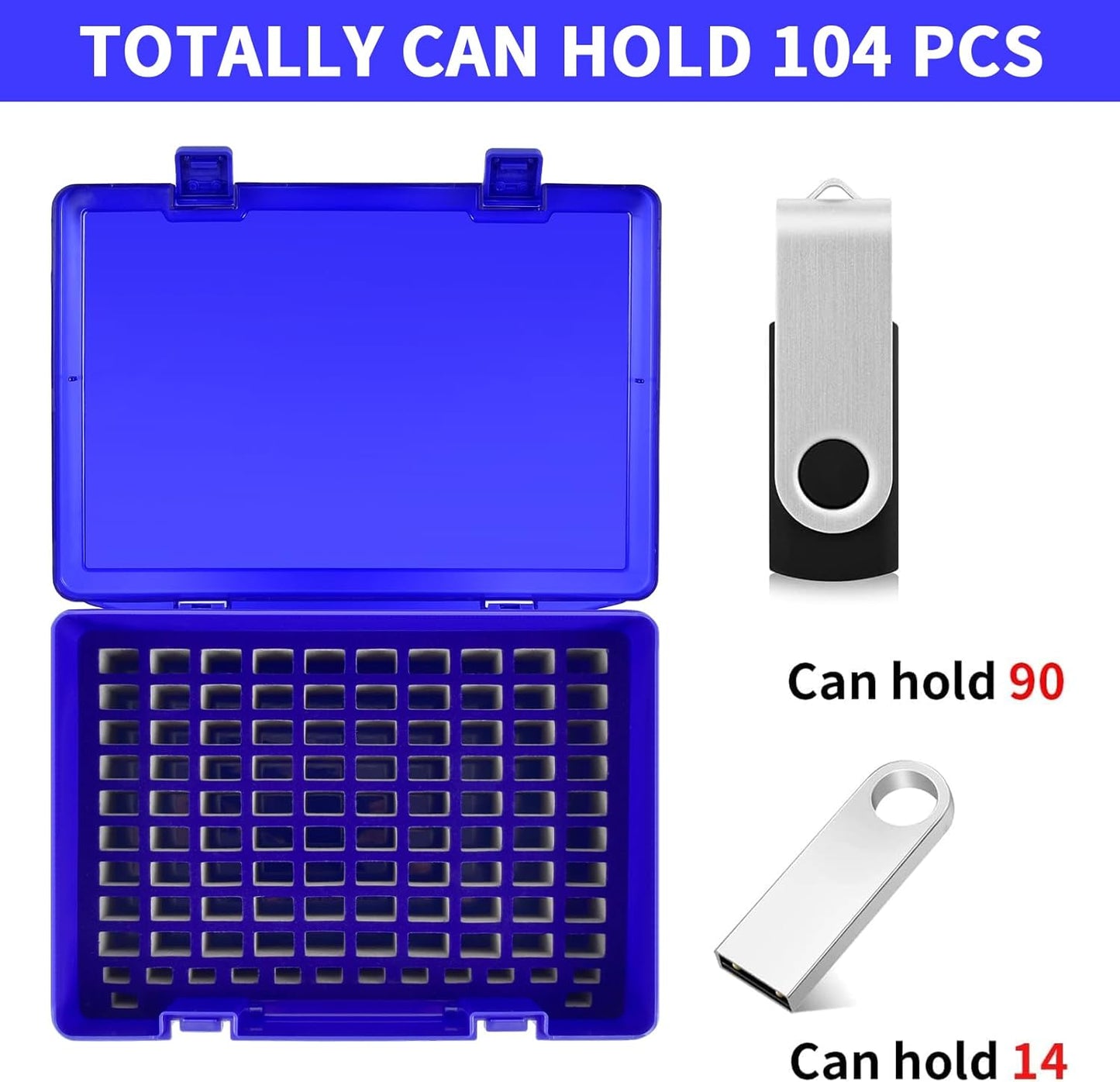 Flash Drive Case USB Memory Stick SD Card Storage Organizer- Holds 134pcs Thumb Drive Electronic Accessories Holder for Sandisk/for Samsung/for Inland/for PNY/for Netac (Blue)