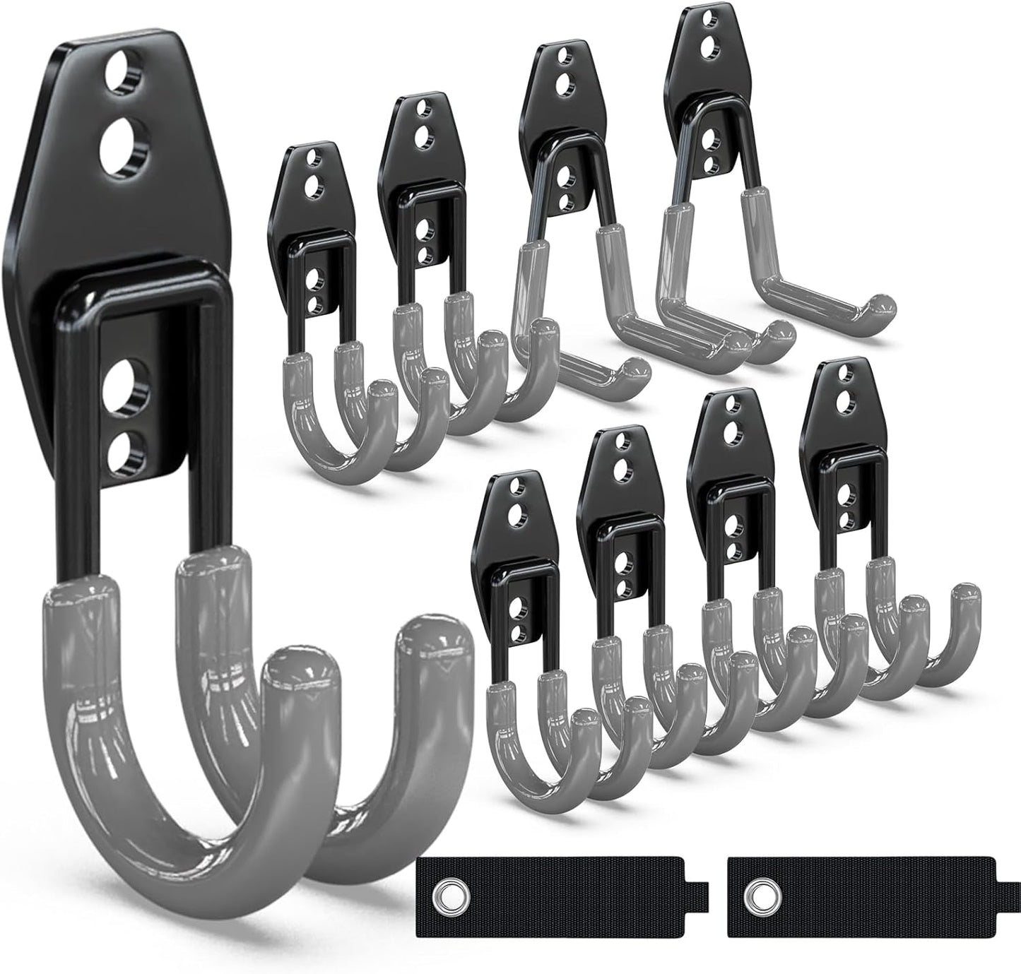 3-H Garage Wall Hooks 10 Pack, Garage Hooks Heavy Duty with Extra Welding Spots, Wall Storage Organizer for Hanging for Garden, Lawn, Yard (Grey)