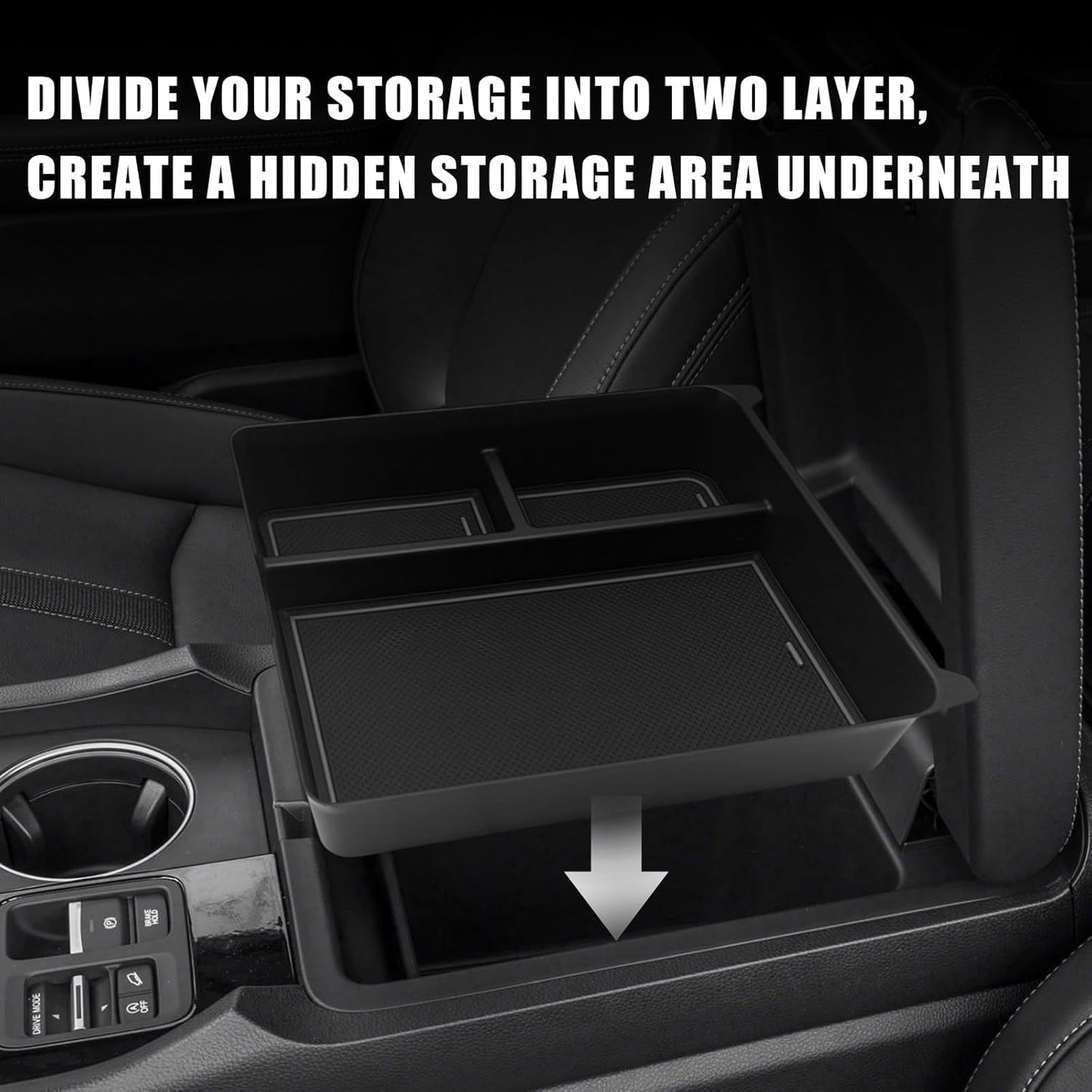 Muslogy Center Console Organizer Compatible with Honda Pilot 2023 2024 2025, 2024 Ridgeline/Passport Center Console Storage Box Divider Inserts Interior Accessories ABS Material(Gray)
