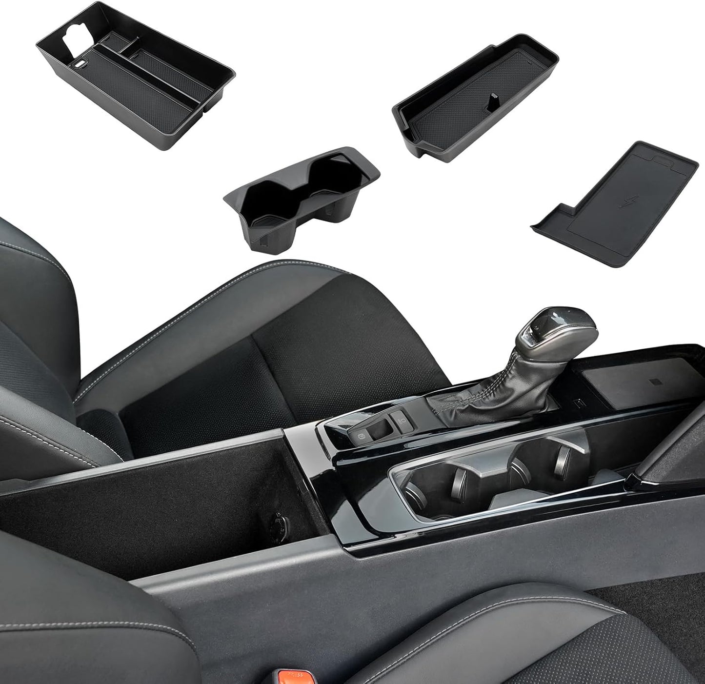 ELECFRESH 4PCS Center Console Organizer Tray for 2025 2026 Toyota Camry Accessories, Armrest Storage Box, Cup Holder, Wireless Charging Mat for Toyota Camry