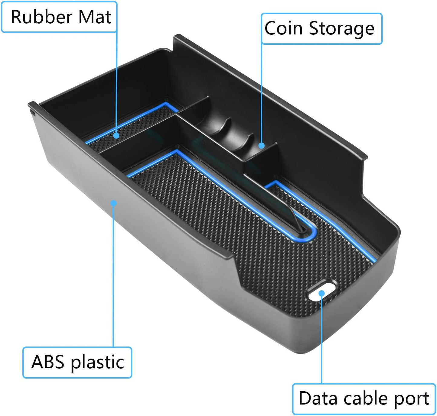 EDBETOS Center Console Organizer Tray Compatible with Chevy Bolt EUV Bolt EV Accessories 2022-2023 Interior Secondary Armrest Storage Glove Box Divider ABS Material, Customized Design, Blue