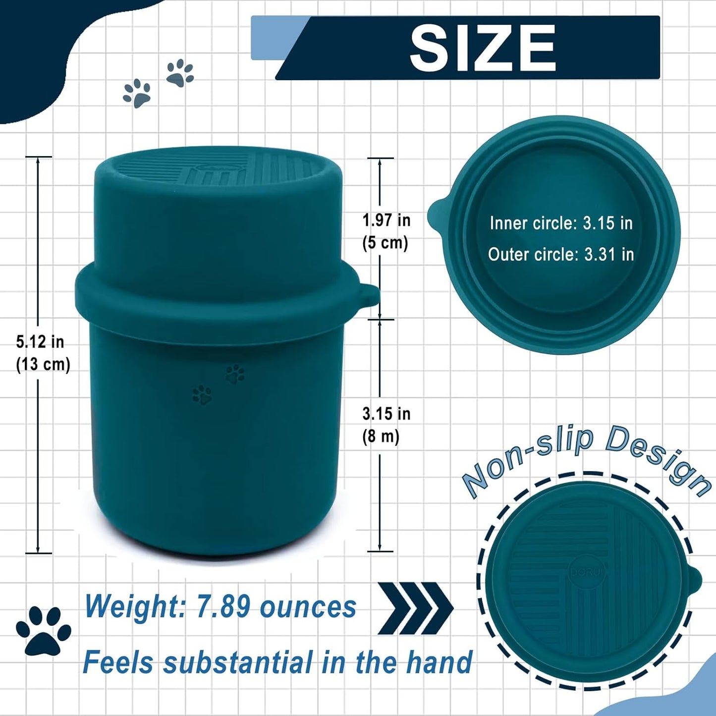 Original Canned Dog Food Storage Container | Silicone Can Cover Pet Food Sealer | BPA Free, Airtight, Dishwasher & Freezer Safe (2 Pcs Dark Blue)
