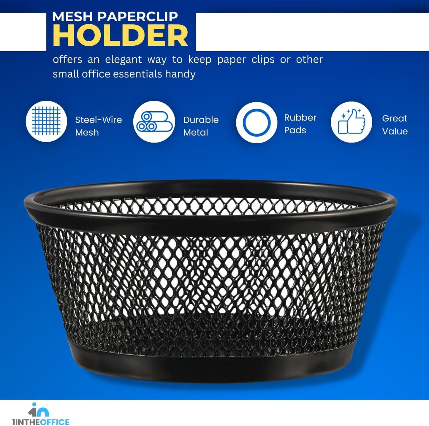 1InTheOffice Mesh Paper Clip Holder for Desk, Paperclip Holder, 2 Pack