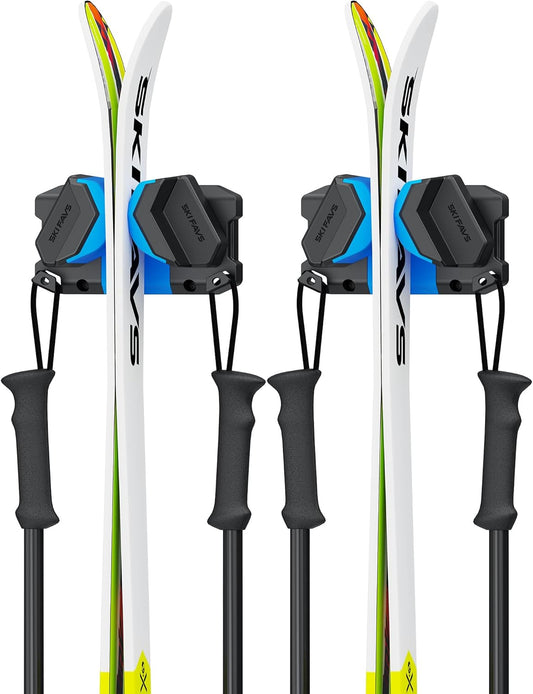 Ski & Snowboard Wall Rack, Ski Wall Mount & Ski Rack Wall Mount for Garage Space-Saving, Winter Gear Organizer, Fits Any Ski or Snowboard, Nonslip Ski Holders, Garage Organization, 2 Pack