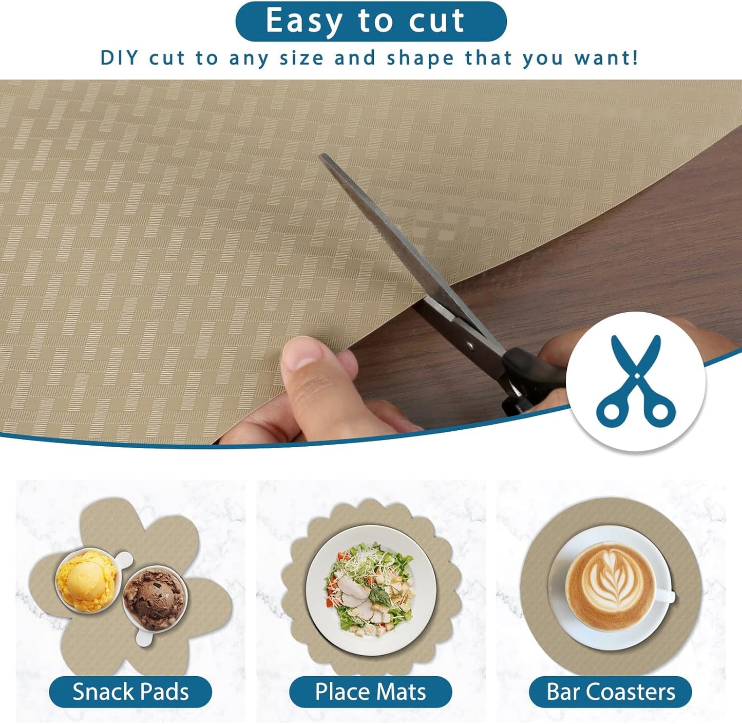 HooTown Kitchen Shelf Liner Drawer Liners, 11.8"W x 78.7"L Non-Adhesive Cabinet Cupboard Liners Refrigerator Waterproof Fridge Mat with Durable Kitchen Cabinet Mat for Drawers, Shelves, Pantry, Khaki