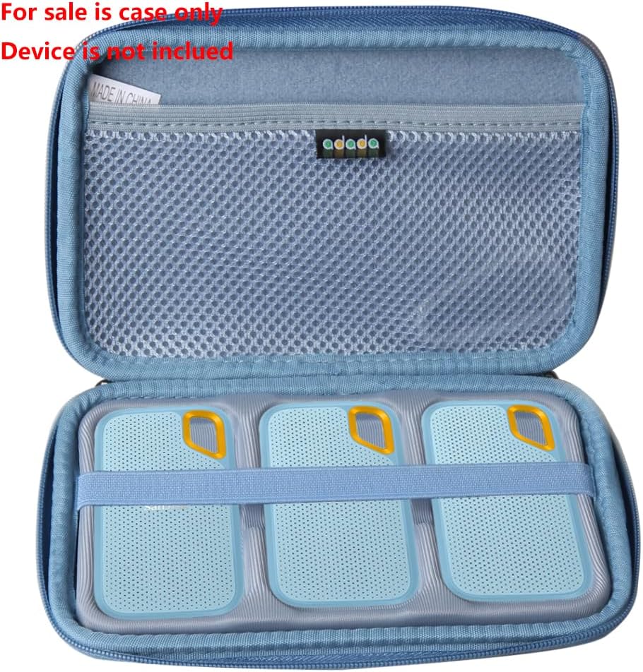Adada Hard Case for SanDisk 500GB / 250GB / 1TB / 2TB Extreme Portable SSD (Sky Blue, Case for 3 Hard Drives)