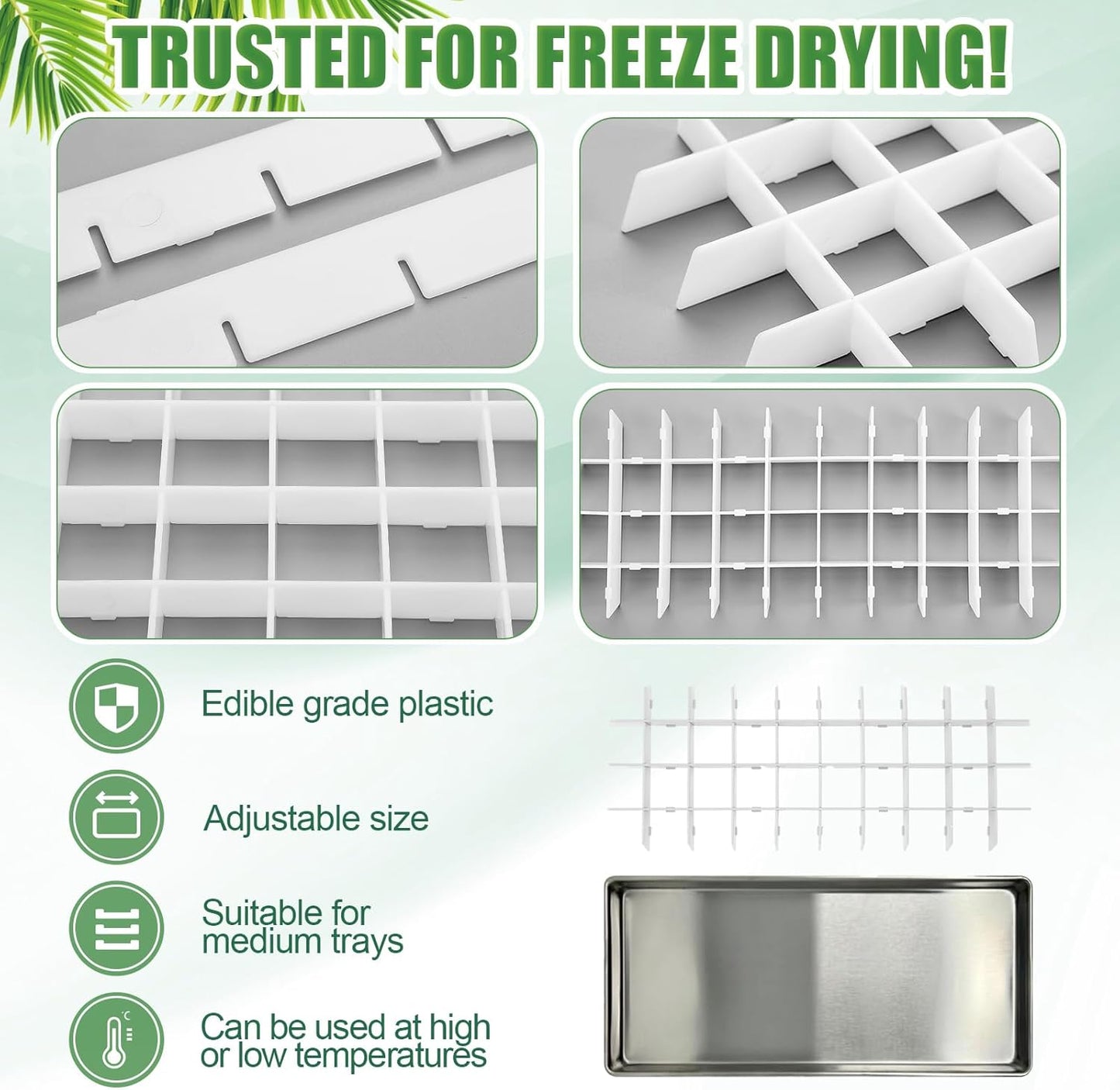 5 Sets Freeze Dryer Tray Dividers, Compatible with Harvest Right Freeze Dryer, Candy Tray Dividers Accessories(Medium,White)