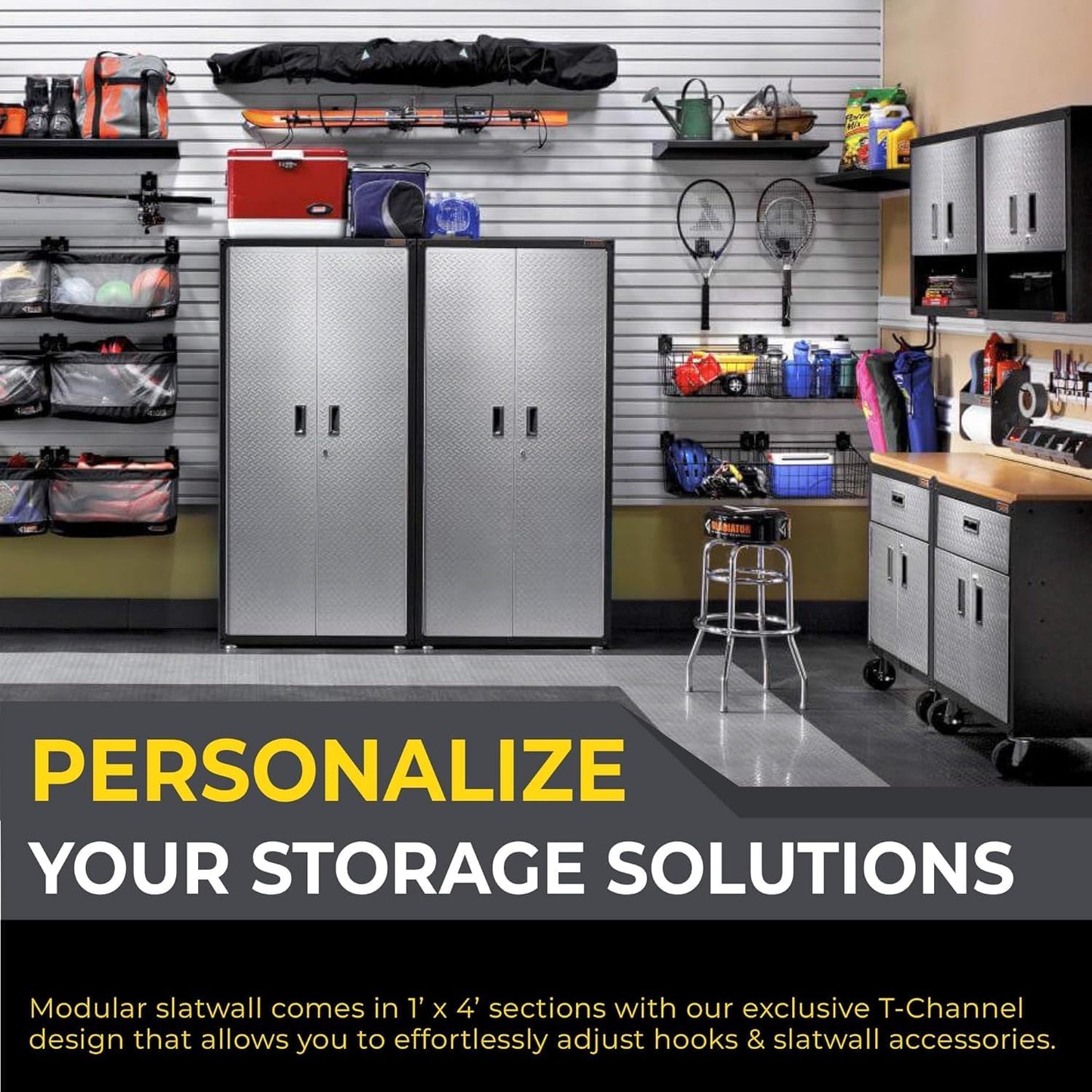 DLDIRECT 48" X 96" - Slatwall Panel Garage Organizer: Heavy Duty Wall Mounted PVC Rack, Interlocking Slat Paneling for Garage Storage, Slotwall Board, Shelves System