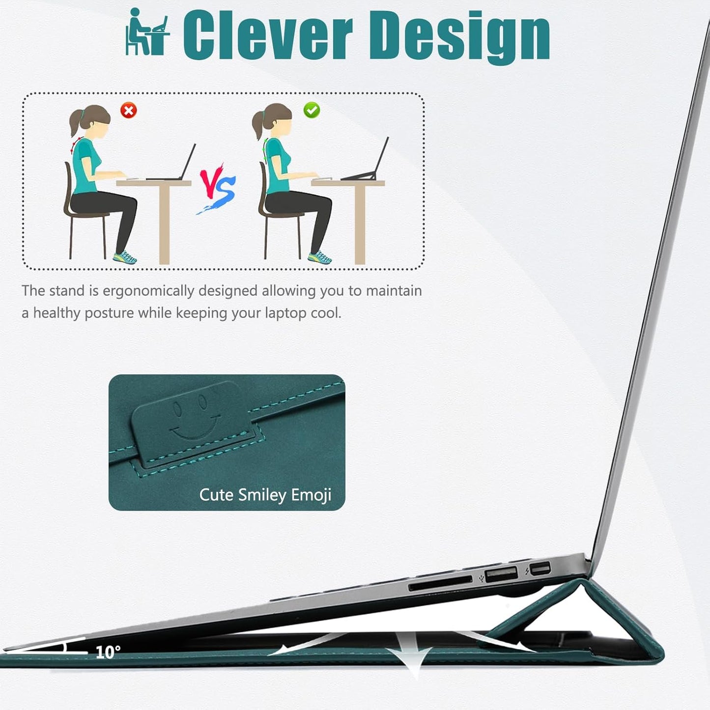HYZUO 15-16 Inch Laptop Sleeve Case with Stand Feature for MacBook Pro 16 M4/M3/M2/M1 Pro/Max 2025-2019, XPS 15, MacBook Pro 15 2015-2012, Samsung Galaxy Book Flex/Pro 15, Dark Green