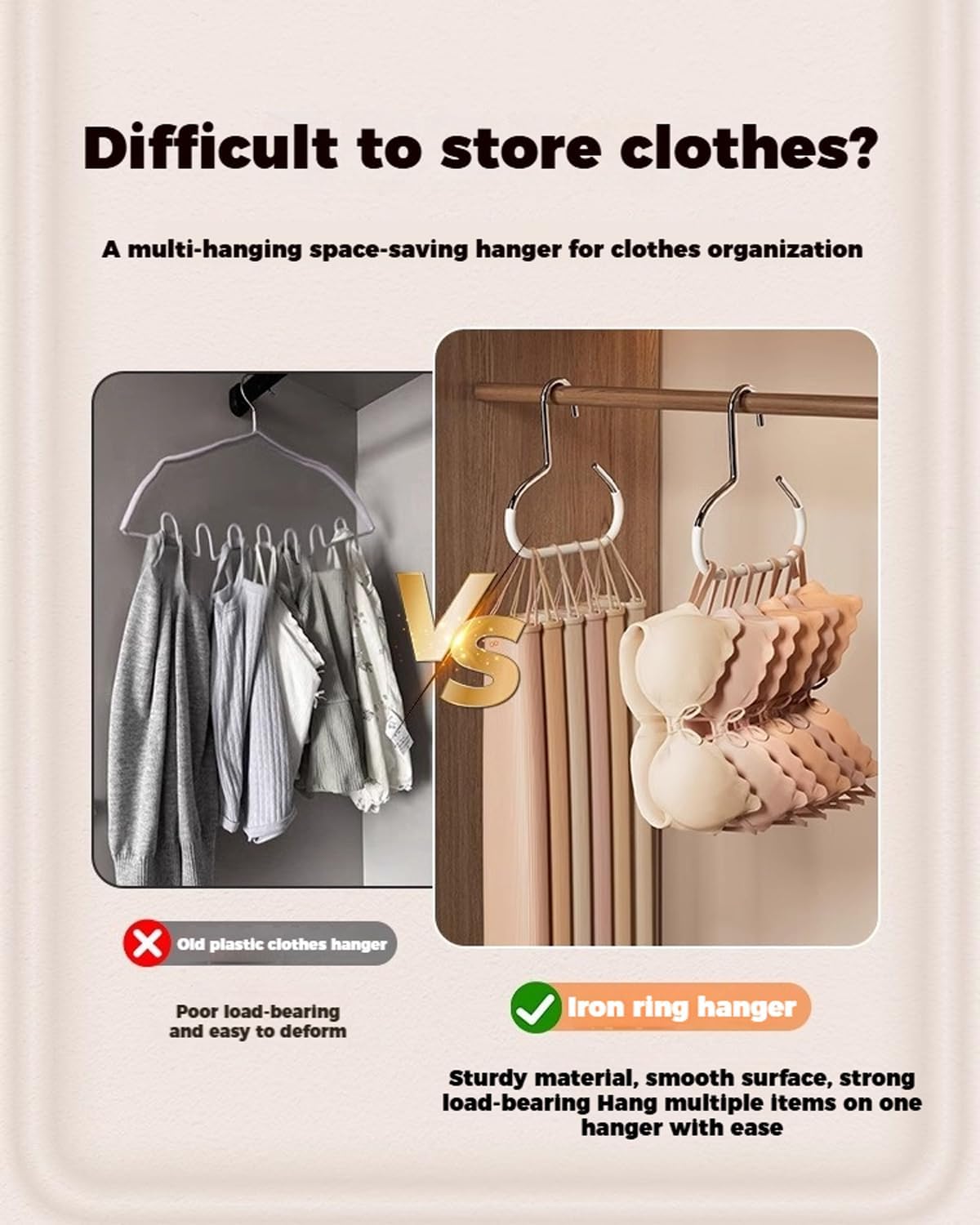 Durable Steel Hangers: Maximize Closet Space with Versatile Storage, Multifunctional Steel Hangers, Heavy Duty Closet Organizer Hooks for Hats, Scarves, Belts, Ties, Bra, Anti-Slip (Gray, 24 PCS)