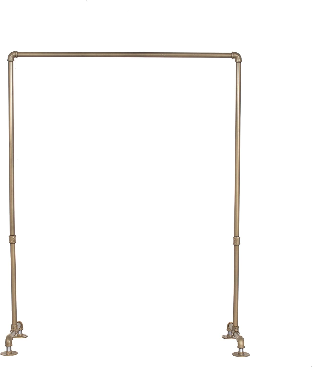 William Roberts Vintage Industrial Pipe Clothing Rack, Heavy Duty Steel Construction, Freestanding Design, Gold Finish (36 Inches Wide)