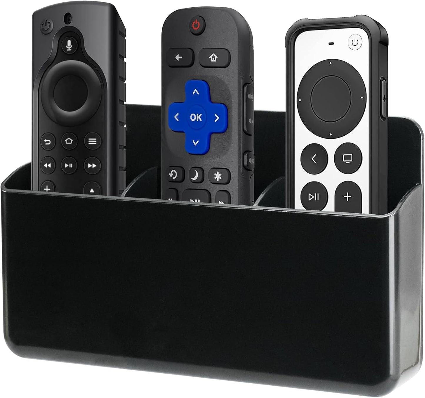 3 Slot Remote Control Holder Wall TV Remote Holder Self Adhesive Marker Holder, Wall Pen Holder Stroage for Home Office School (Black)