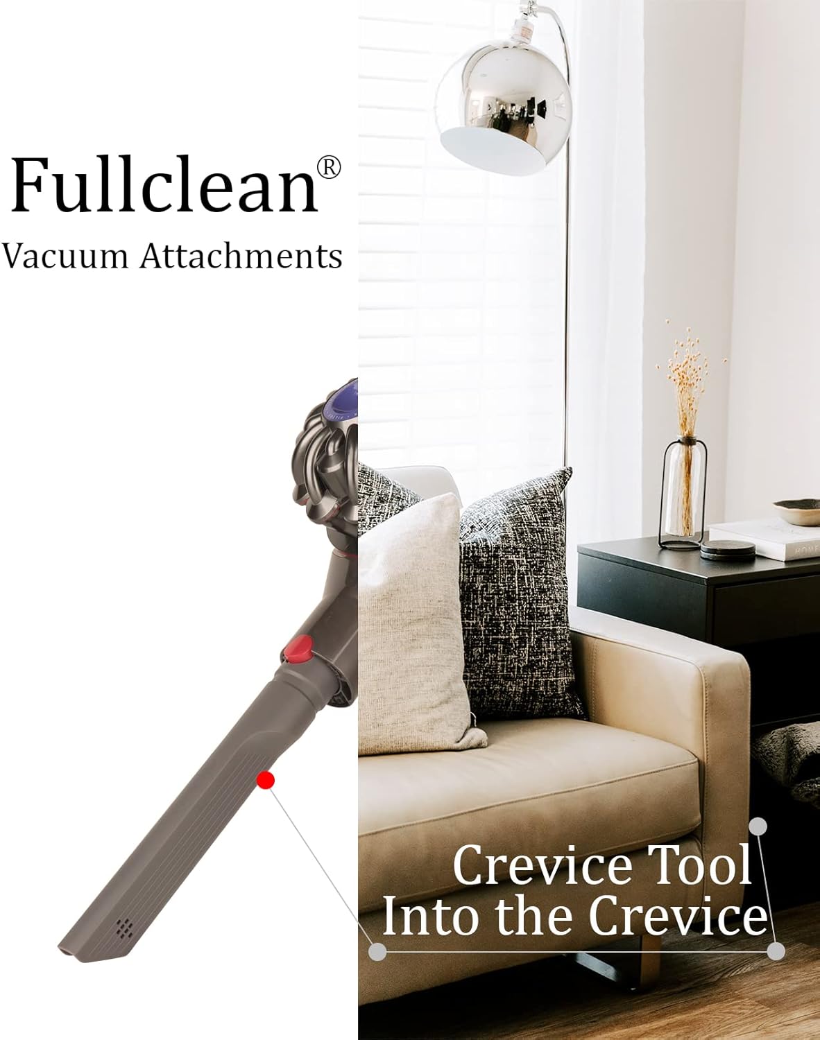 Fulllclean Crevice Tool Attachment Compatible with Dyson Gen5 V15 V15s V12 V11 V10 V9 V8 V7 Vacuum Cleaner Accessories Replacement Parts Brush Nozzle