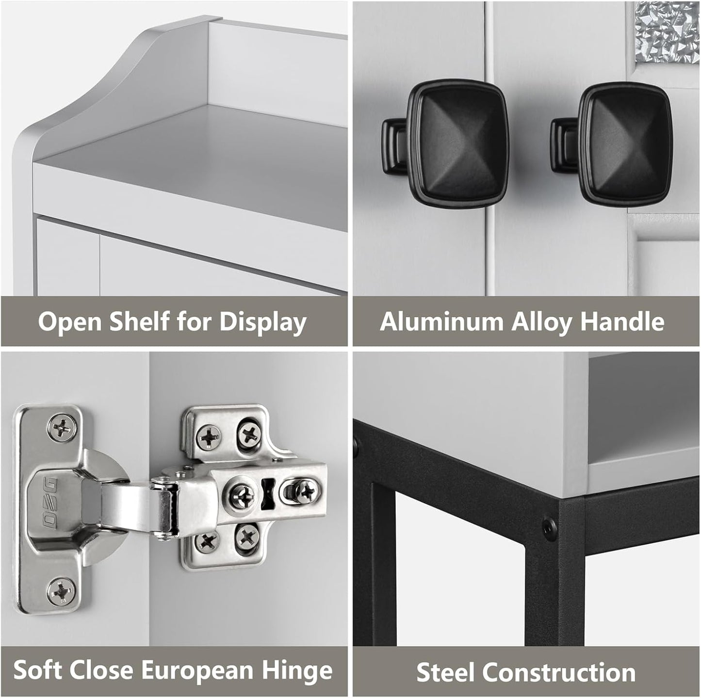 Over The Toilet Storage Cabinet, Bathroom Organizer Over Toilet with Double Doors and Soft Hinges Above Toilet Bathroom Storage Shelf Over The Toilet Storage (Gray)