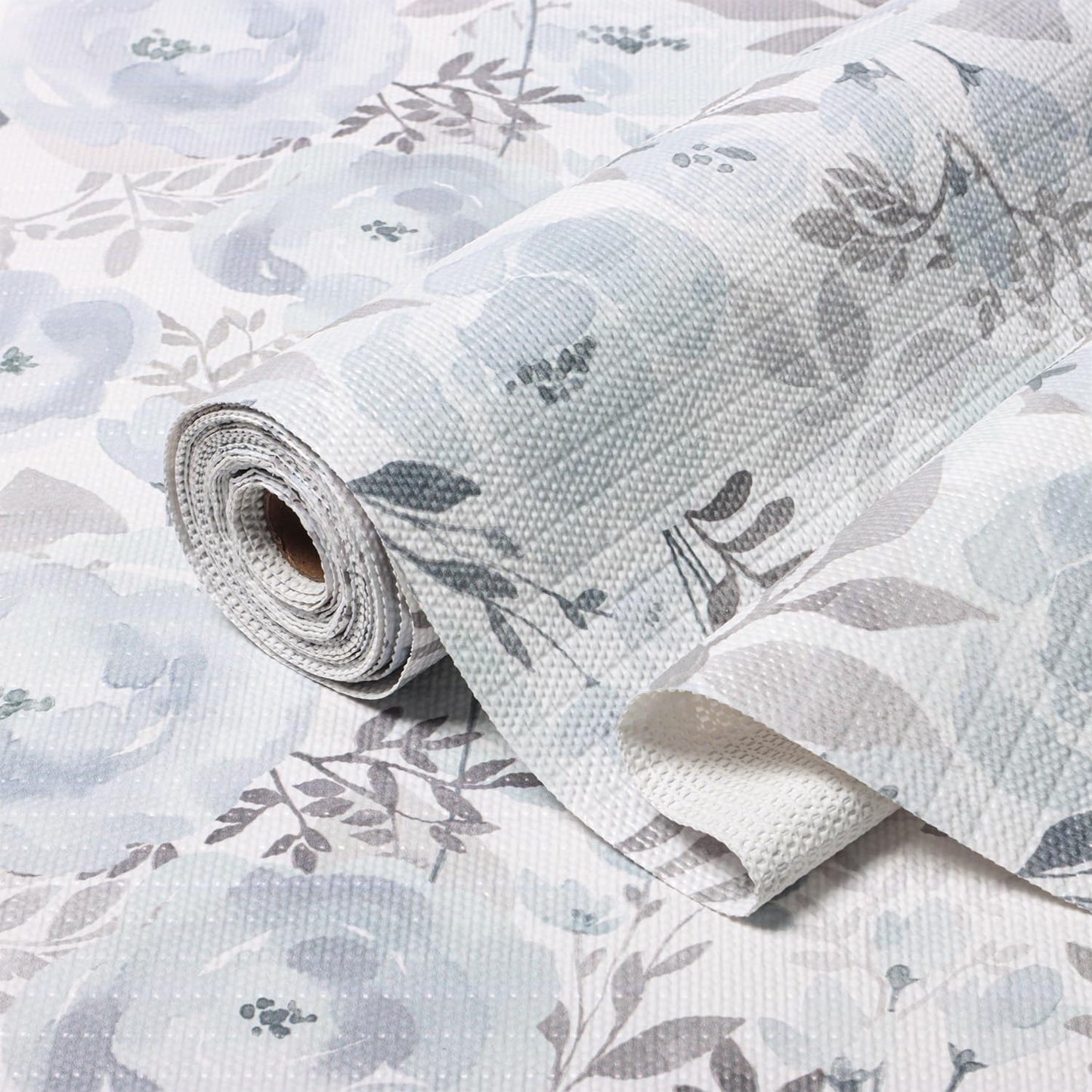 Blue Peony Shelf and Drawer Liner for Kitchen,Non-Adhesive and Strong Non-Slip Floral Cabinet Drawer Liners for Kitchen Shelf, Waterproof Cupboard Liners,Easy to Clean,12IN x 10FT