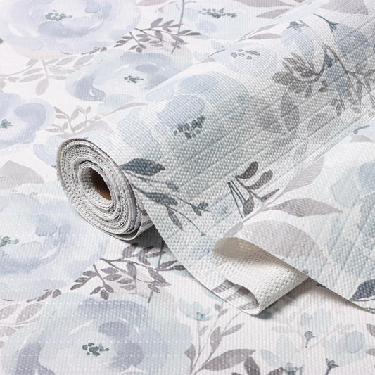 Blue Peony Shelf and Drawer Liner for Kitchen,Non-Adhesive and Strong Non-Slip Floral Cabinet Drawer Liners for Kitchen Shelf, Waterproof Cupboard Liners,Easy to Clean,12IN x 10FT
