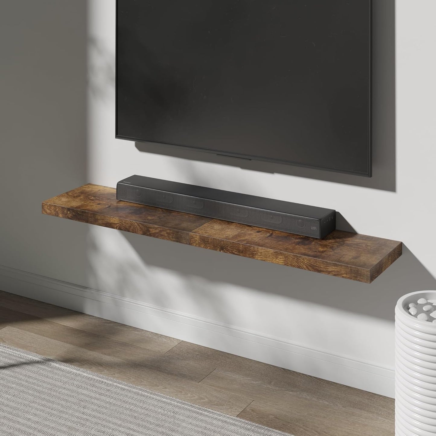 Floating Shelf, Set of 3 Wall Shelf, 30 in W x 12.75 in D x 2 in H Wooden Floating Wall Shelf with Invisible Brackets for Living Room/Bedroom/Bathroom/Kitchen Storage and Decor, Rustic Brown