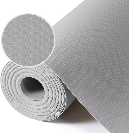 Light Gray Shelf Liners for Kitchen Cabinets Non Adhesive Drawer Liner for Bathroom Waterproof Refrigerator Liners for Shelves Fridge Plastic Mats Cabinet Cupboard Liner 23.6 x 78.7 Inches